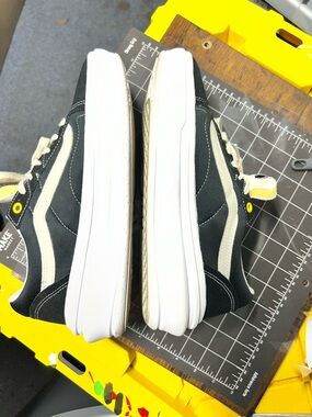 Vans Women’s Black/white/yellow Low-Top slight platform sole  Sneakers